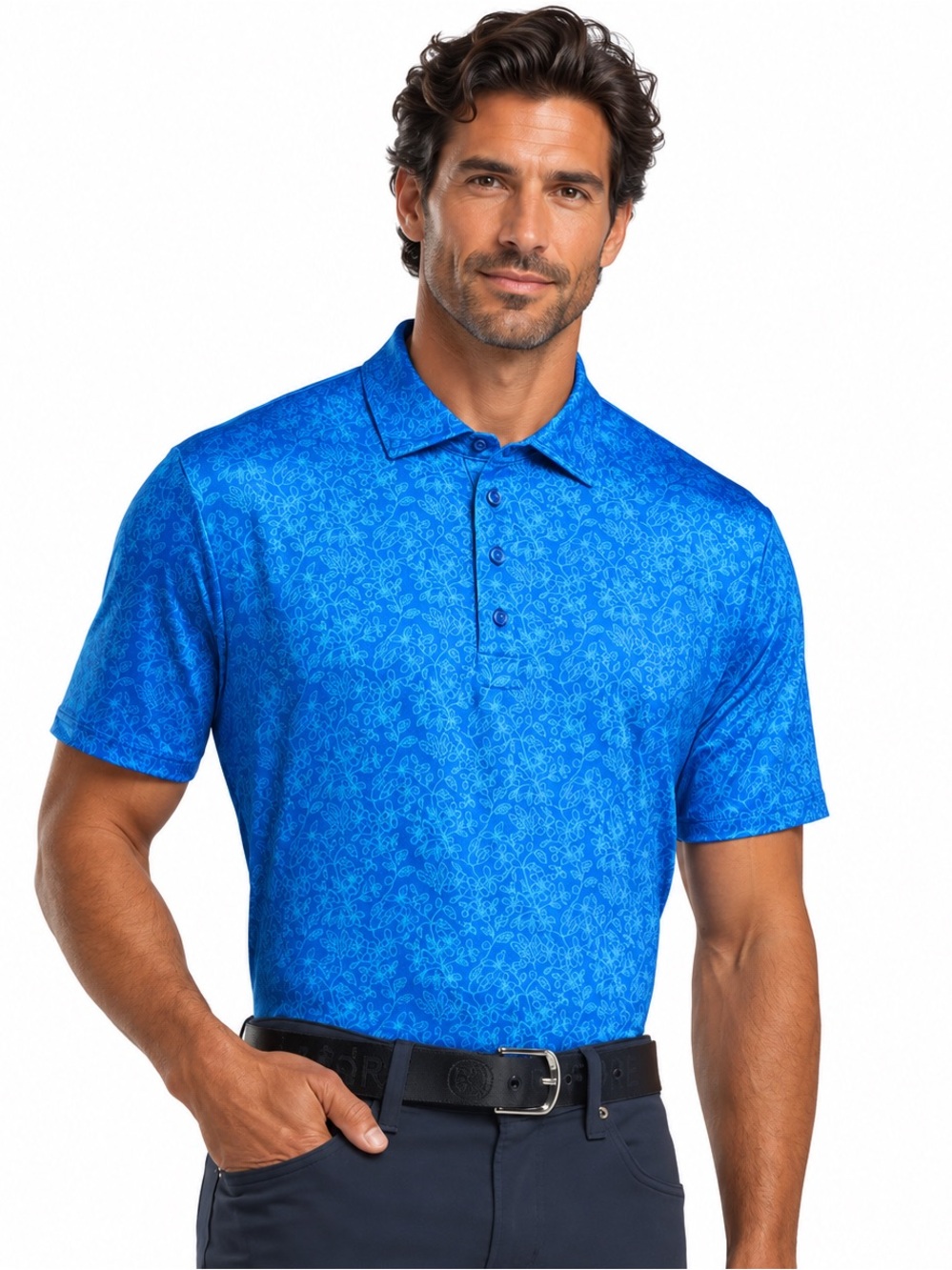 G/Fore Vines Polo Blue $130 Excellent Golf Lightweight Tech Jersey XL